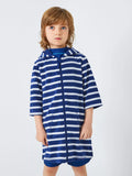 John Lewis Kids' Stripe Zip Through Towelling Poncho, Blue - McGrocer