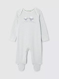 John Lewis Baby Cotton I Love Daddy Stripe Sleepsuit, Cream/Grey - McGrocer