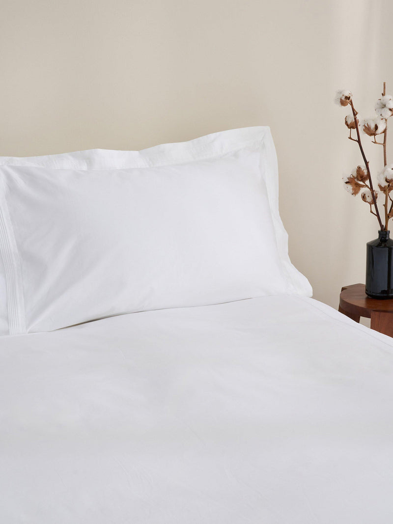 Truly Micro Pleat super king bedding in white, imported from the UK