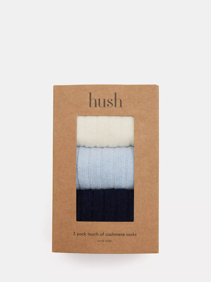 HUSH cashmere blend ankle socks pack of 3 (British brand)