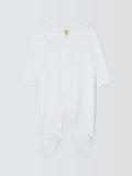 John Lewis Heirloom Collection baby woodlands embroidered cotton sleepsuit white, UK version