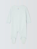 John Lewis baby transport-themed embroidered Pima cotton sleepsuit in blue, UK version