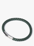 Simon Carter braided leather bracelet in green, imported from the UK