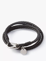 John Lewis Simon Carter Padstow Leather Wrap Bracelet, Black- Buy online at McGrocer