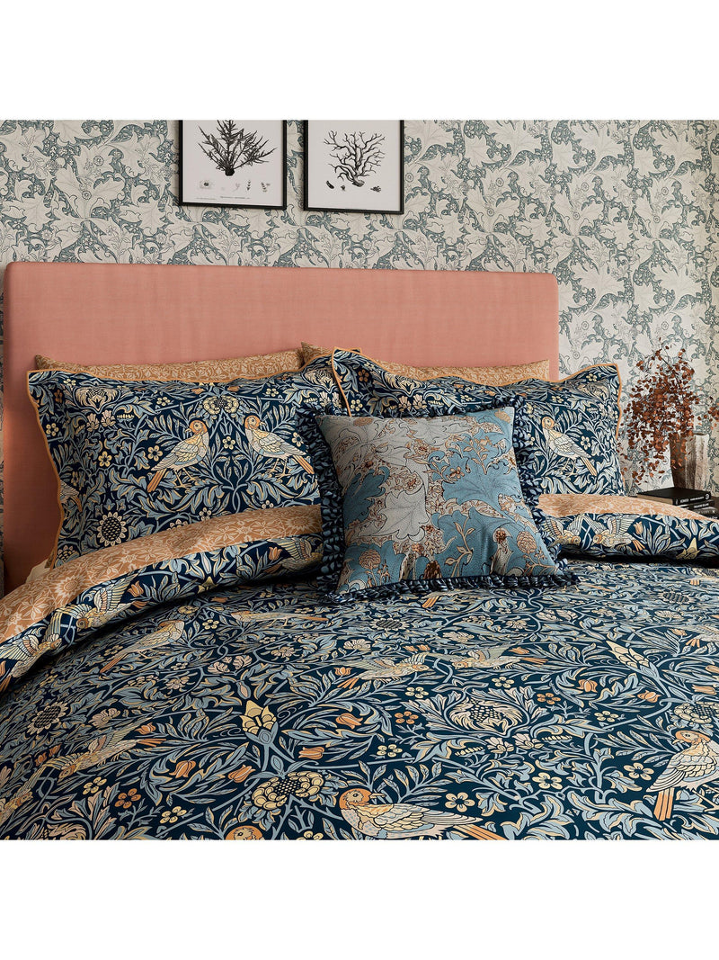 Morris & Co Bird Duvet Cover Set Webb's Blue Super King, imported from the UK