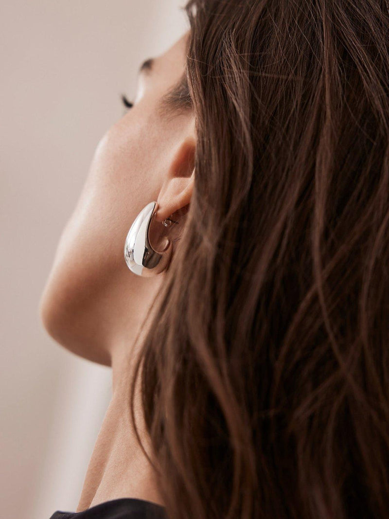 Mint Velvet domed drop earrings silver 2cm (British brand)