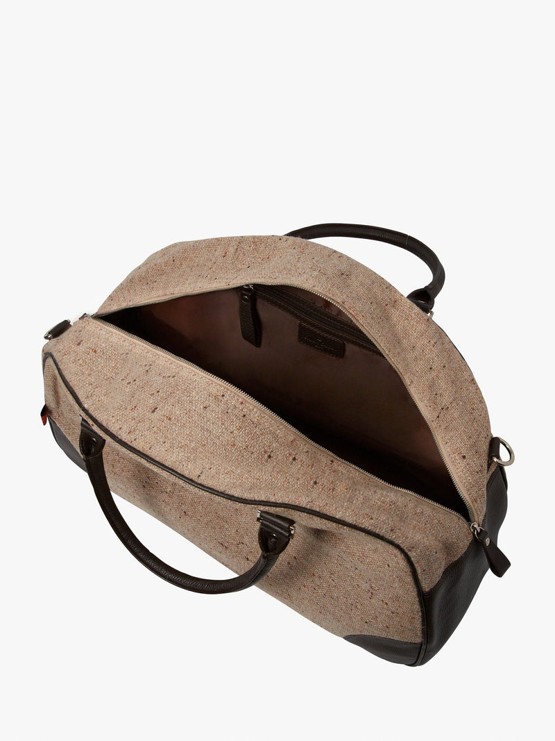 Simon Carter Folkestone tweed holdall beige brown (British brand)