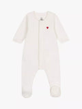 Petit Bateau Baby Heart Velour Bodyjamas, Marshmallow - McGrocer