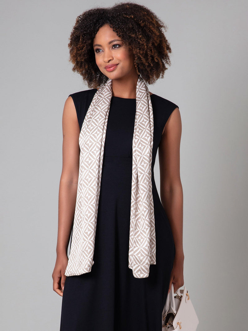 Alie Street geometric print scarf in nude - British product