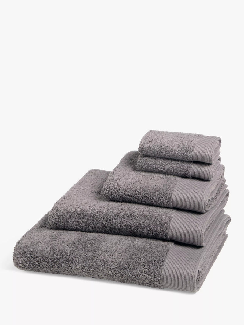 John Lewis Organic Cotton Face Cloth (Set of 2), Steel