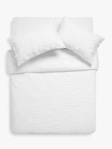 John Lewis John Lewis Oversized Pure Cotton Seersucker Duvet Cover Set, White, Single- Buy online at McGrocer