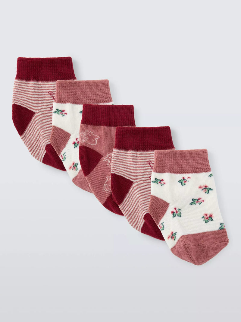 John Lewis baby hedgehog stripe socks pack of 5, UK version