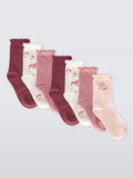 John Lewis Kids' Pony Frill Top Socks, Pack of 7, Multi - 6-8.5