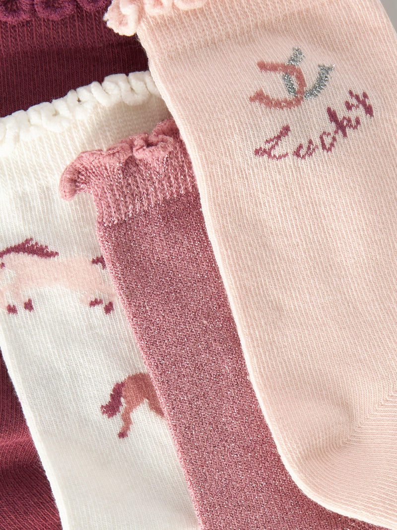 John Lewis Pony Frill Top Socks Multi Pack of 7, UK version