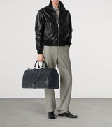 Harrods Large Leather Intrecciato Duffle Bag with Adjustable Strap and Canvas Lining- Buy online at McGrocer