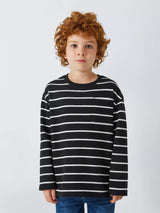 John Lewis Kids' Breton Stripe Cotton Jersey Top in Black- Buy online at McGrocer