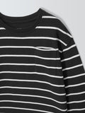 John Lewis kids' Breton stripe top in black, UK version