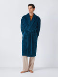 John Lewis Sheared Fleece Dressing Gown, Blue Mid - McGrocer
