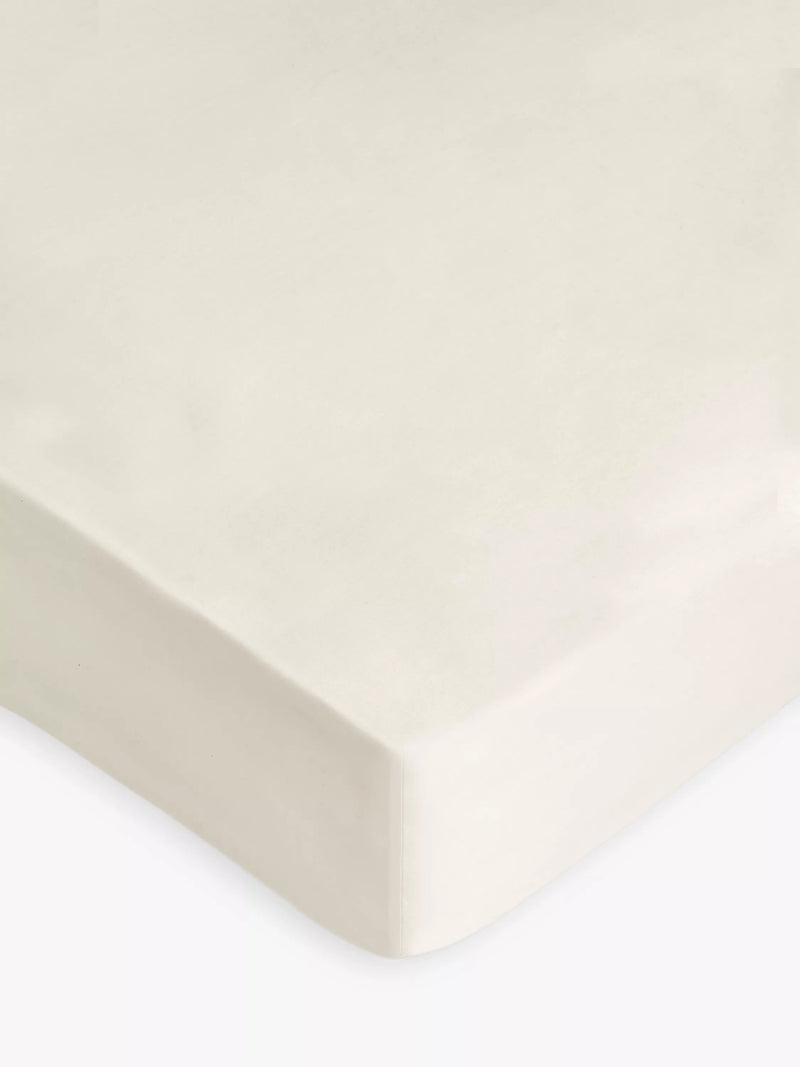 John Lewis Soft & Silky Egyptian Cotton Sateen 400 Thread Count Extra Deep Fitted Sheet - White Super King