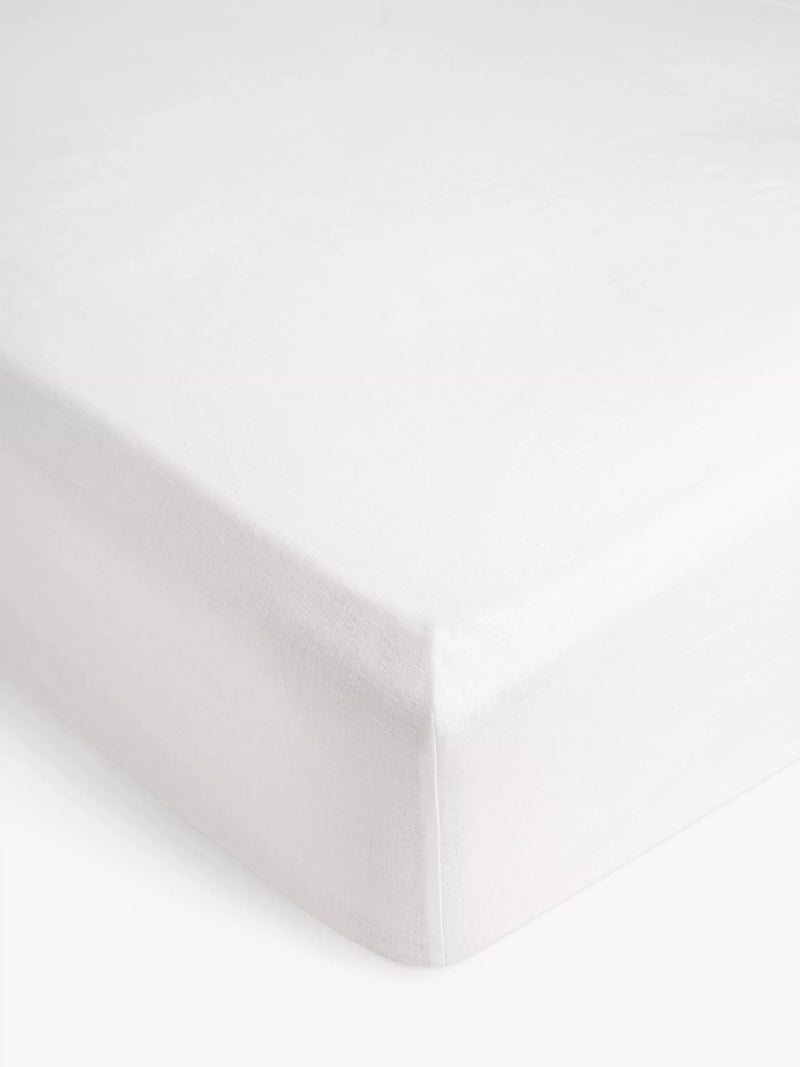 John Lewis Comfy & Relaxed Washed Linen Deep Fitted Sheets - Pale Grey Double