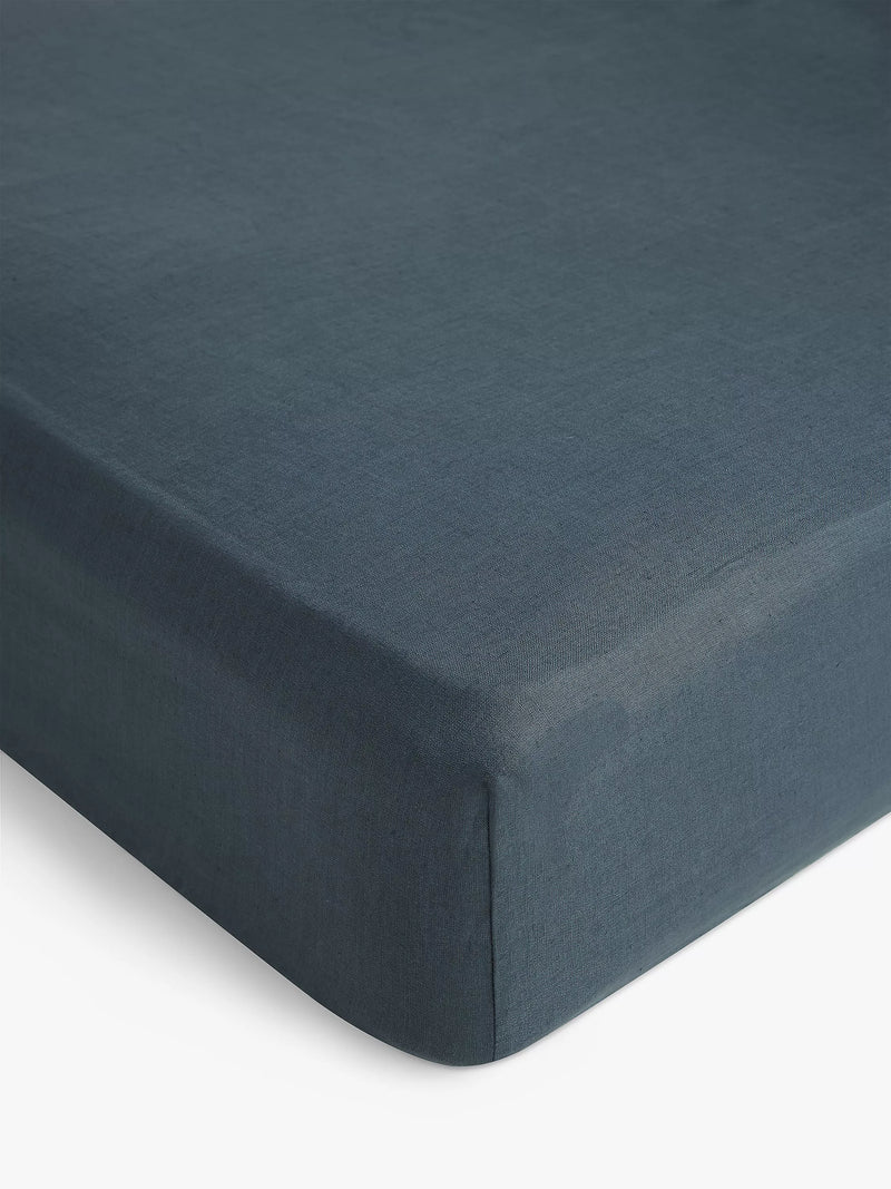 John Lewis Comfy & Relaxed Washed Linen Deep Fitted Sheets - Pale Grey Single