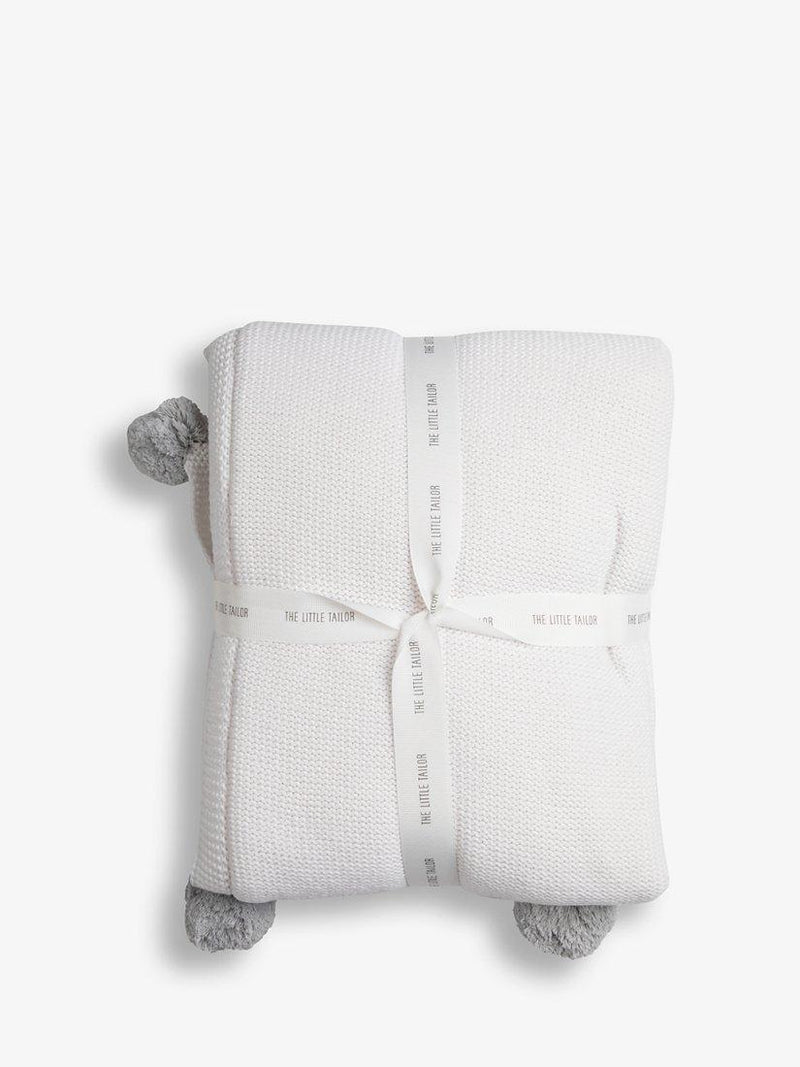 The Little Tailor pom pom baby blanket soft plush reverse, UK version