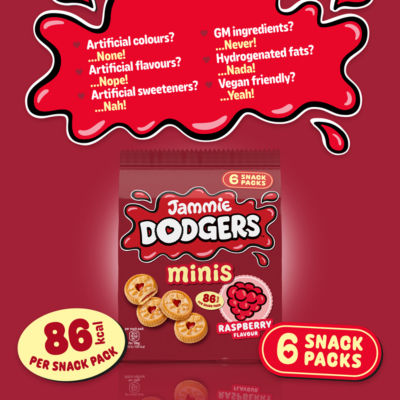 Jammie Dodgers Minis raspberry flavour shortcake biscuits 120g, UK version