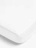 John Lewis Easy Care Organic Cotton 200 Thread Count Extra Deep Fitted Sheet - White Double