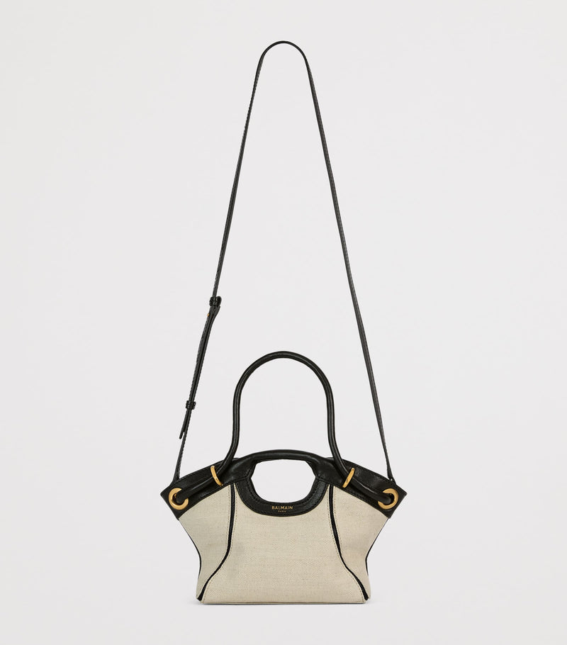 Balmain small canvas tote bag with leather trims - British product