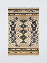 John Lewis John Lewis Fusion Souk Flatweave Wool Rich Rug, Green/Multi, 180 x 120 cm- Buy online at McGrocer