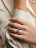 Bague cocktail coussin Auree en argent sterling plaqué or, version UK