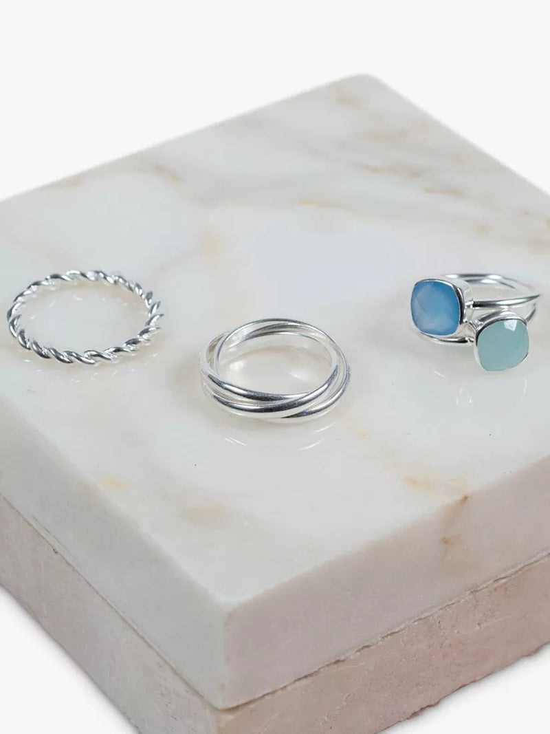 Auree Mondello cushion cocktail ring blue chalcedony sterling silver, UK version