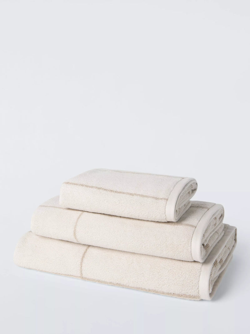 John Lewis Connect Check Towels - Putty Hand Towel