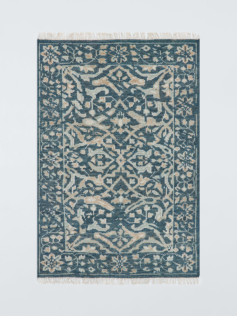 John Lewis hand knotted Amrita Ziegler blue rug, UK version