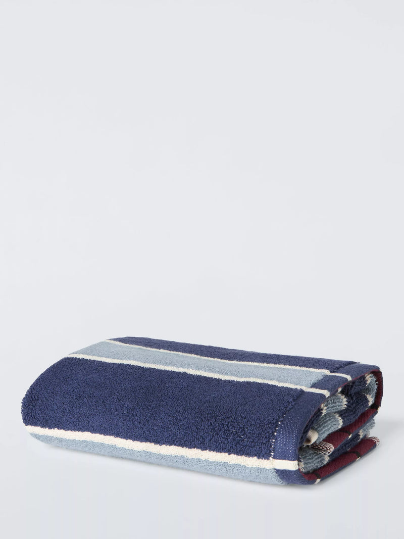 John Lewis Reversible Stripe Towels - Blue Hand Towel