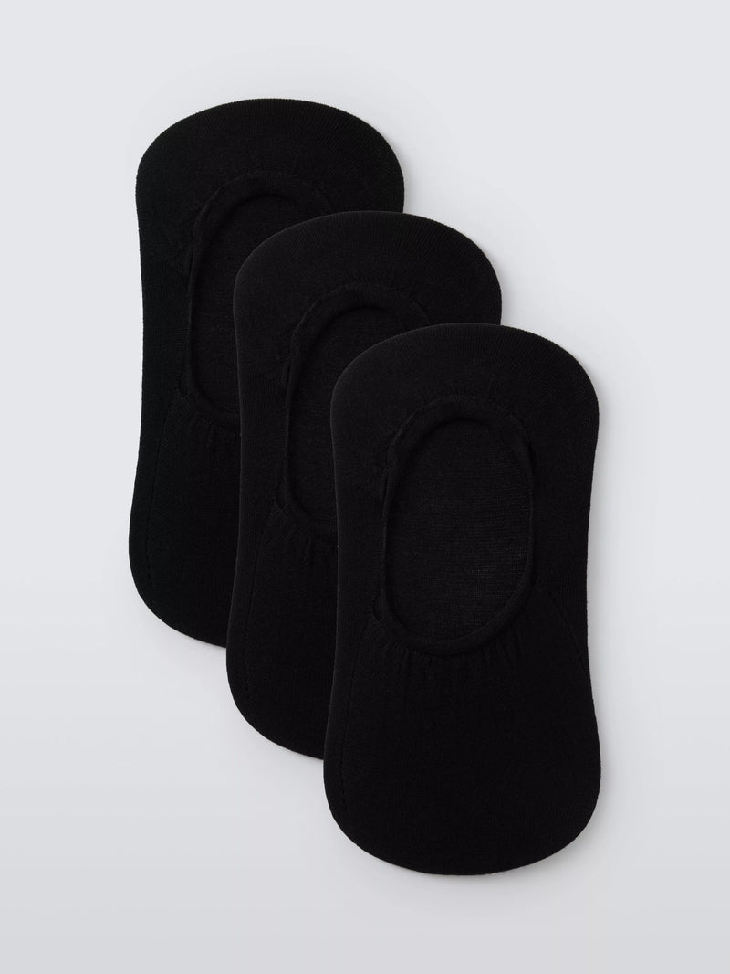 John Lewis invisible trainer liner socks pack of 3 black - British product