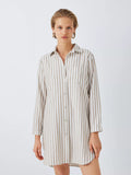 John Lewis Luna Brushed Cotton Stripe Nightshirt, Toffee/Ivory - McGrocer
