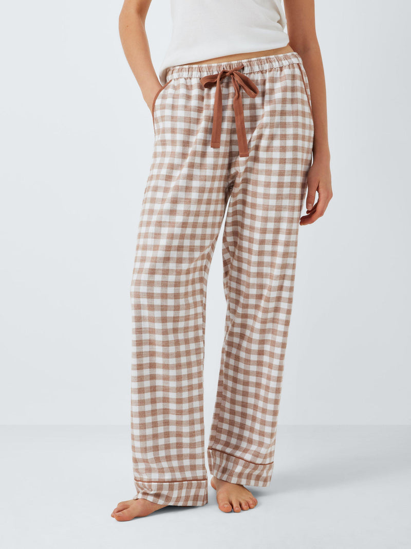 John Lewis brushed cotton gingham pyjama bottoms in Ivory/Toffee, UK version