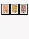 EAST END PRINTS Telegramme Paper Co Vino Framed Print Set of 3 - 30x40cm