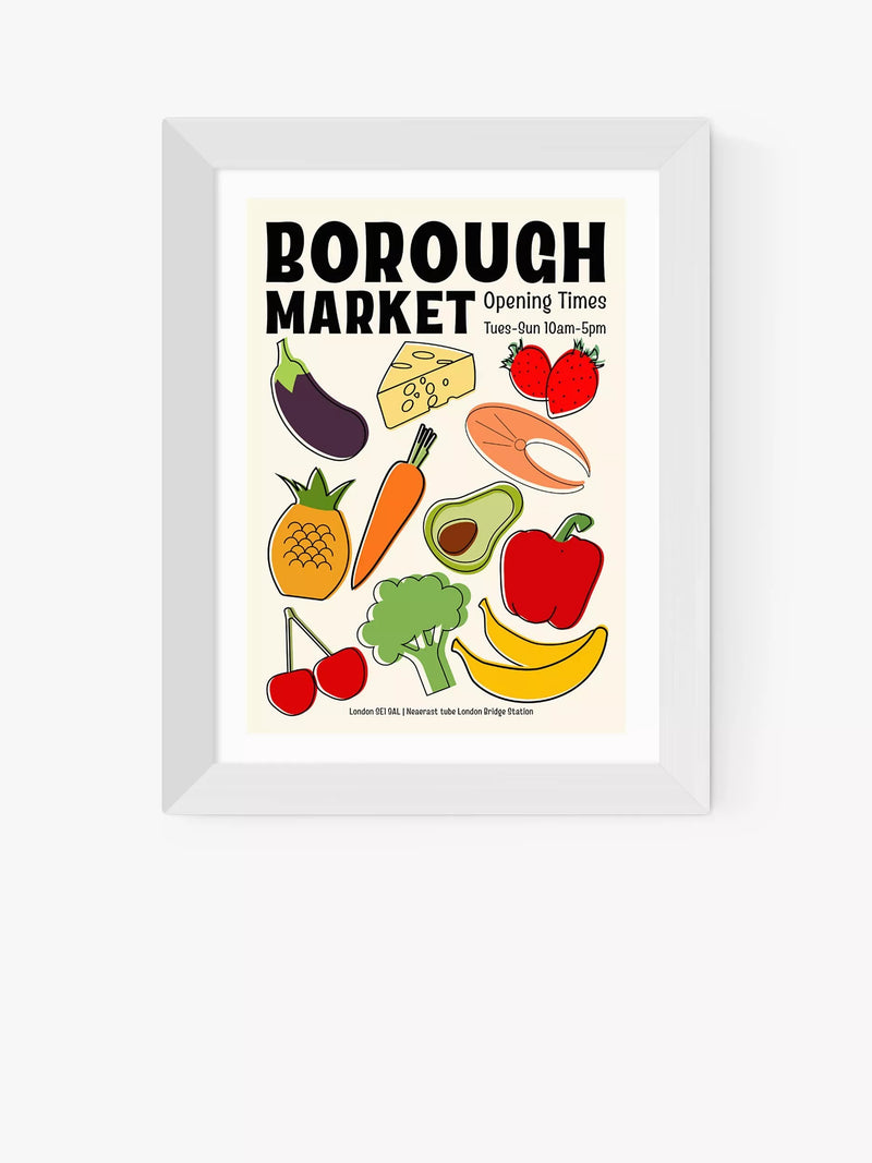 EAST END PRINTS Luxe Poster Co. 'Borough Market' Framed Art Print 25x30cm
