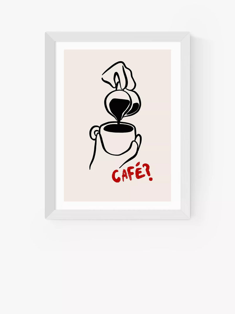 EAST END PRINTS SimplyExtraJordanary 'Cafe' Framed Print - Oak Frame 43.4 x 33.4cm