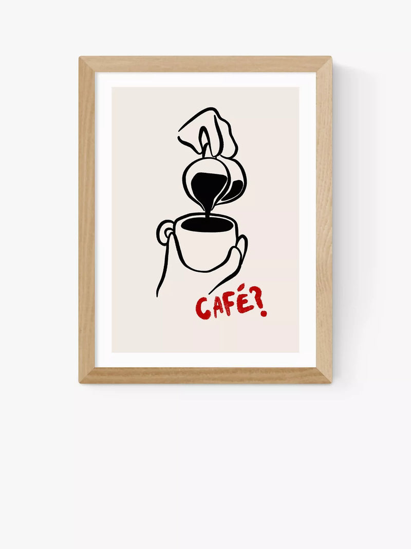 EAST END PRINTS SimplyExtraJordanary 'Cafe' Framed Print - Black Frame 33.4 x 28.4cm