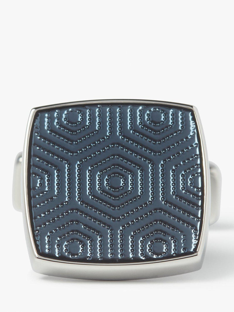 Simon Carter Adagio navy cufflinks with guilloche design, imported from the UK