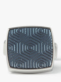 Simon Carter Adagio navy cufflinks with guilloche design, imported from the UK