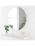 Yearn Delicacy Round Wood Frame Wall Mirror, 80cm, Gold