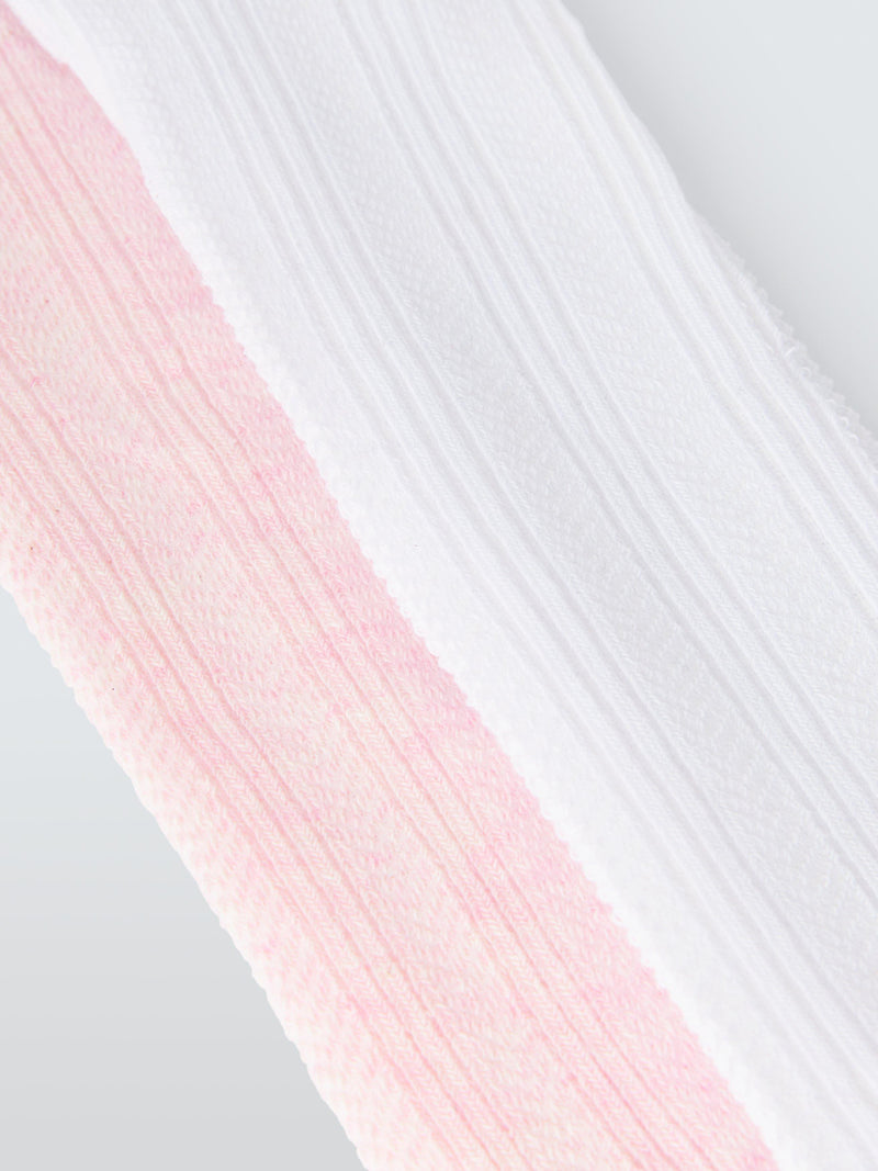 John Lewis Baby Textured Organic Cotton Rich Tights Pack of 2 Multi (British brand)