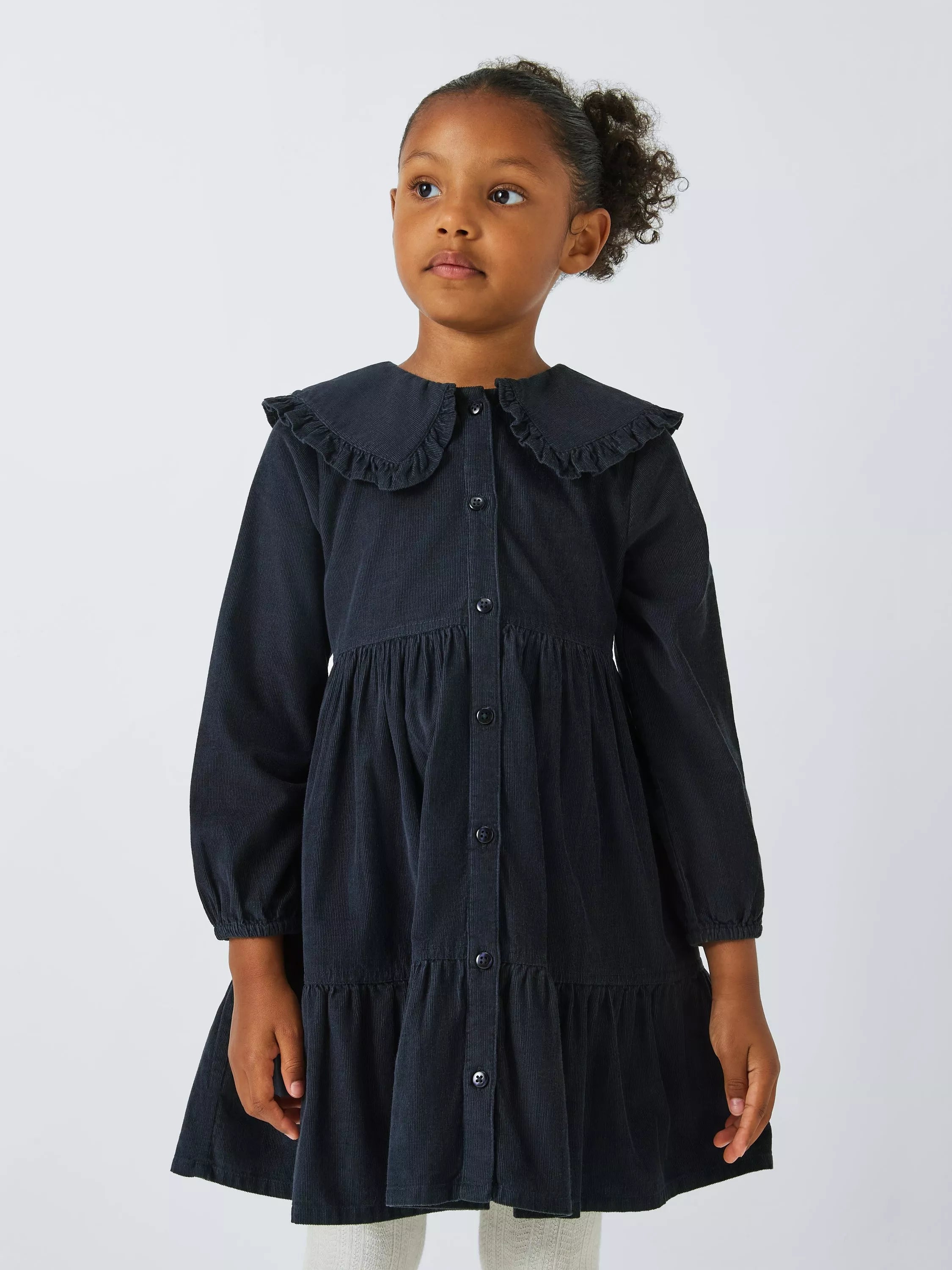 John Lewis KIds' Corduroy Tiered Dress, Navy - McGrocer