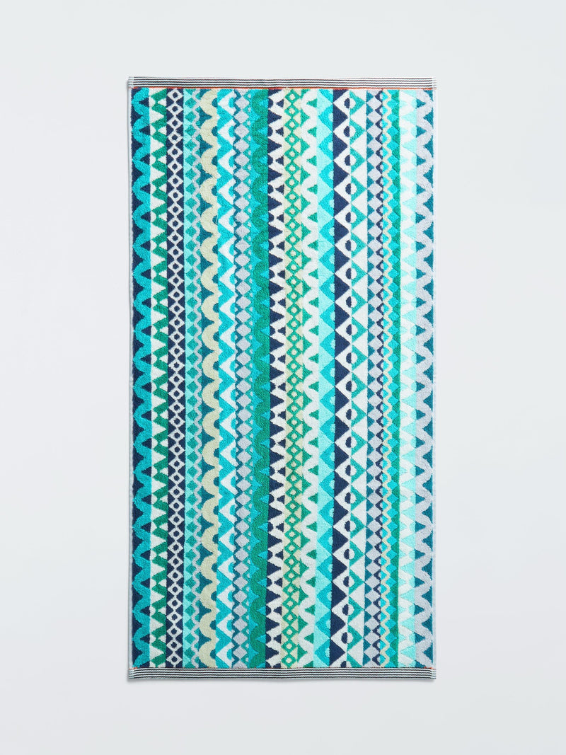 Margo Selby Buxton serviette verte géométrique 100 x 50cm, importée du Royaume-Uni