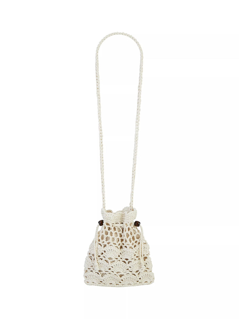Yumi crochet bag white bead trim crossbody - UK version