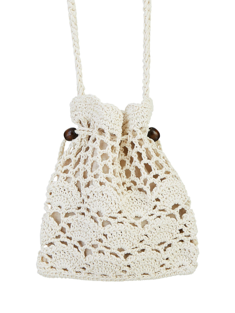 Yumi crochet bag white bead trim crossbody - UK version
